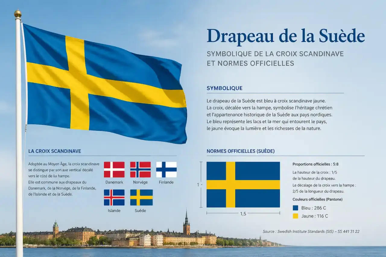 Drapeau de la Suède : symbolique de la croix scandinave et normes officielles