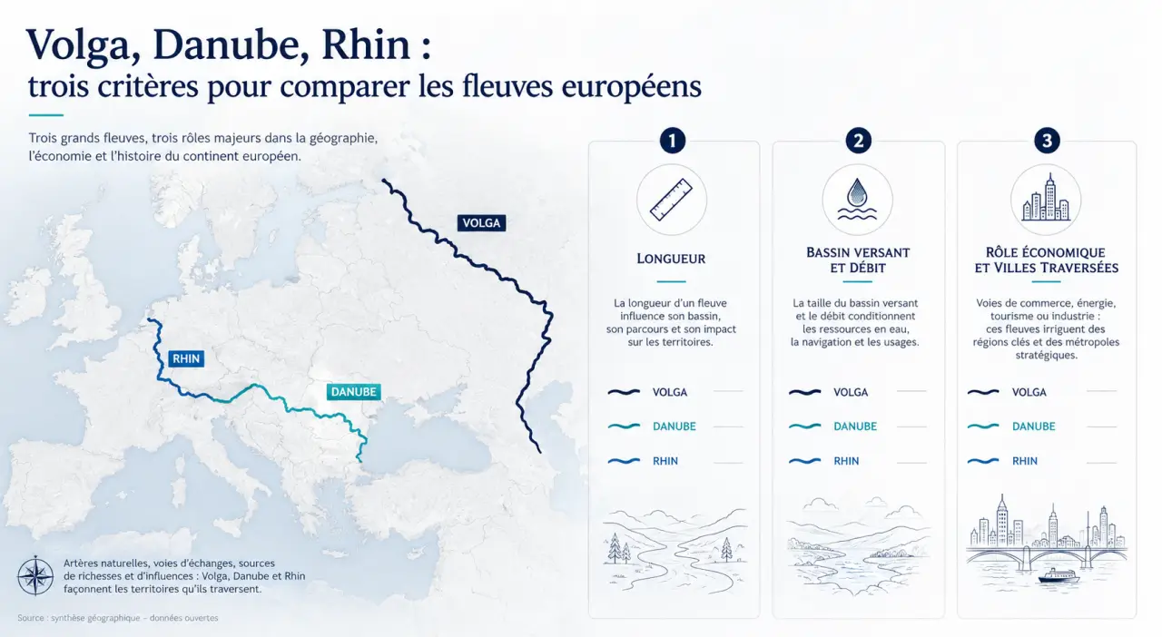 Volga, Danube, Rhin : trois critères pour comparer les fleuves européens
