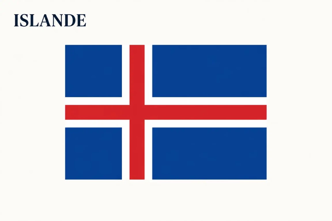 Islande drapeau : drapeau bleu avec croix rouge bordée de blanc