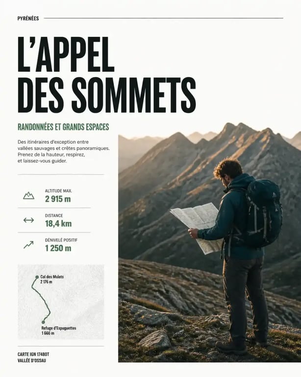 Randonneur utilisant une carte IGN papier dans les Pyrénées