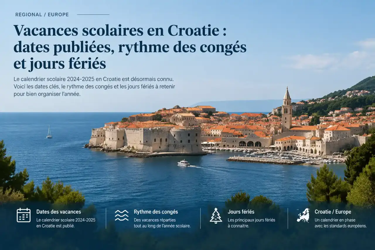 Vacances scolaires en Croatie : dates publiées, rythme des congés et jours fériés