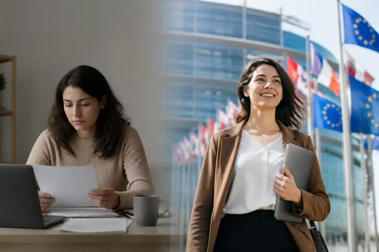 Professionnels européens collaborant dans un bureau lumineux