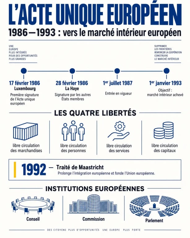 Acte unique européen : chronologie de la signature à la création du marché intérieur en 1993