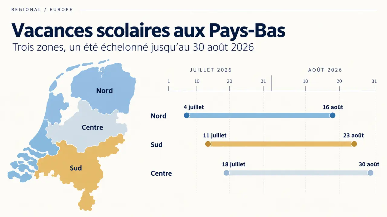 Vacances scolaires aux Pays-Bas : 3 zones et un été étalé jusqu’au 30 août 2026
